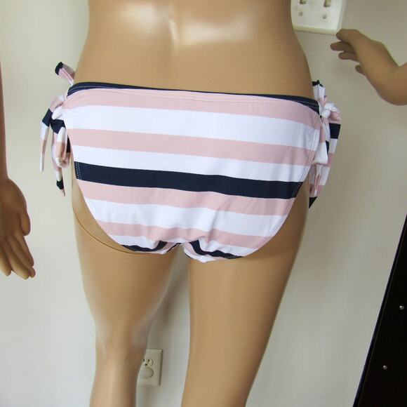New Cremieux Women Multicolor Striped Tie Side Hipster Bikini Swim Bottom S - Picture 3 of 9